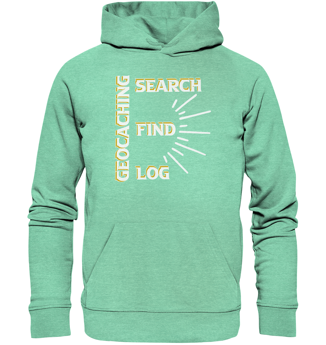 Geocaching-SEARCH-FIND-LOG, Cache Helles Disign - Organic Hoodie
