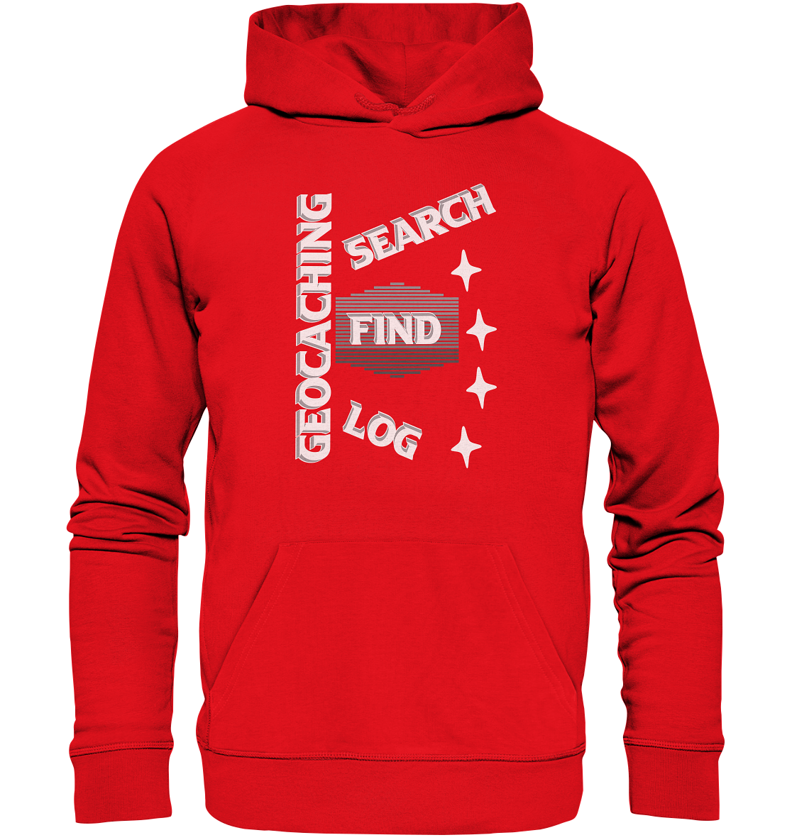 Geocaching-SEARCH-FIND-LOG, Cache Helles Disign Sterne - Organic Hoodie