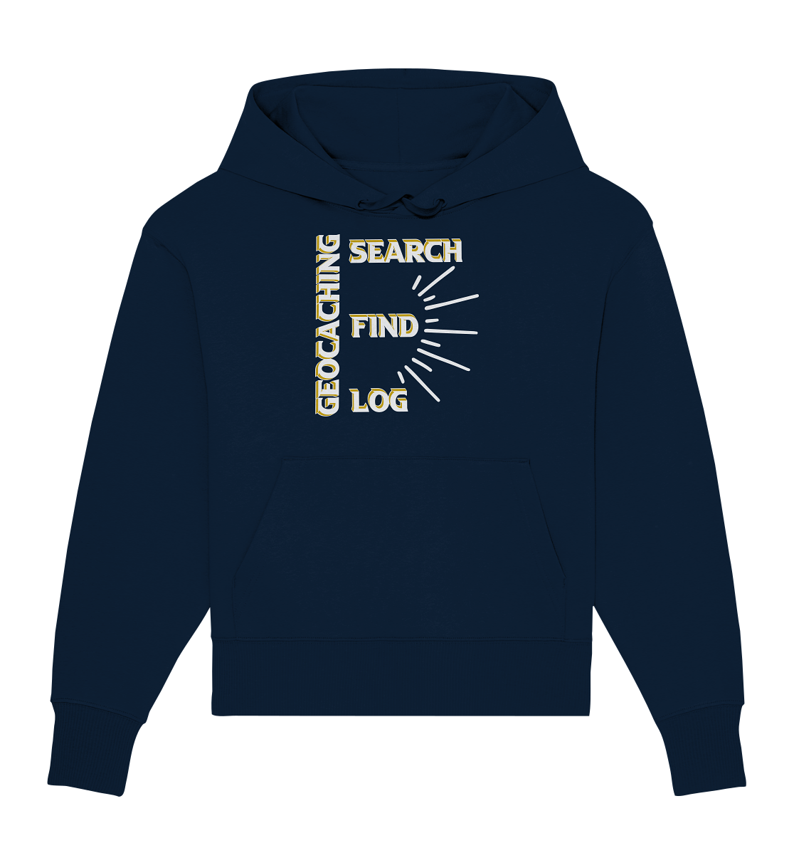 Geocaching-SEARCH-FIND-LOG, Cache Helles Disign - Organic Oversize Hoodie