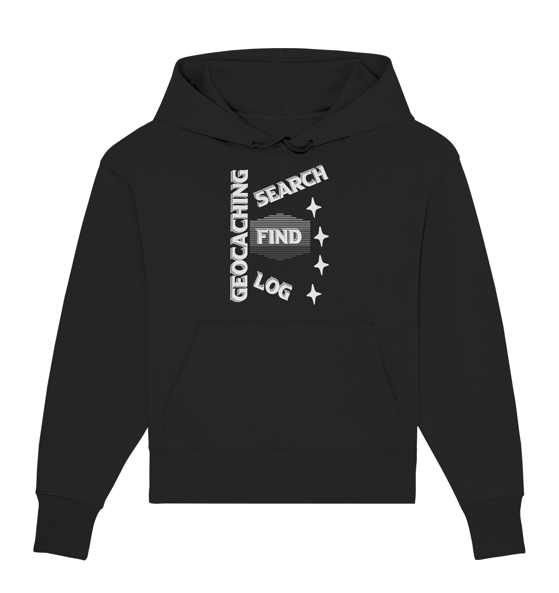 Geocaching-SEARCH-FIND-LOG, Cache Helles Disign Sterne - Organic Oversize Hoodie