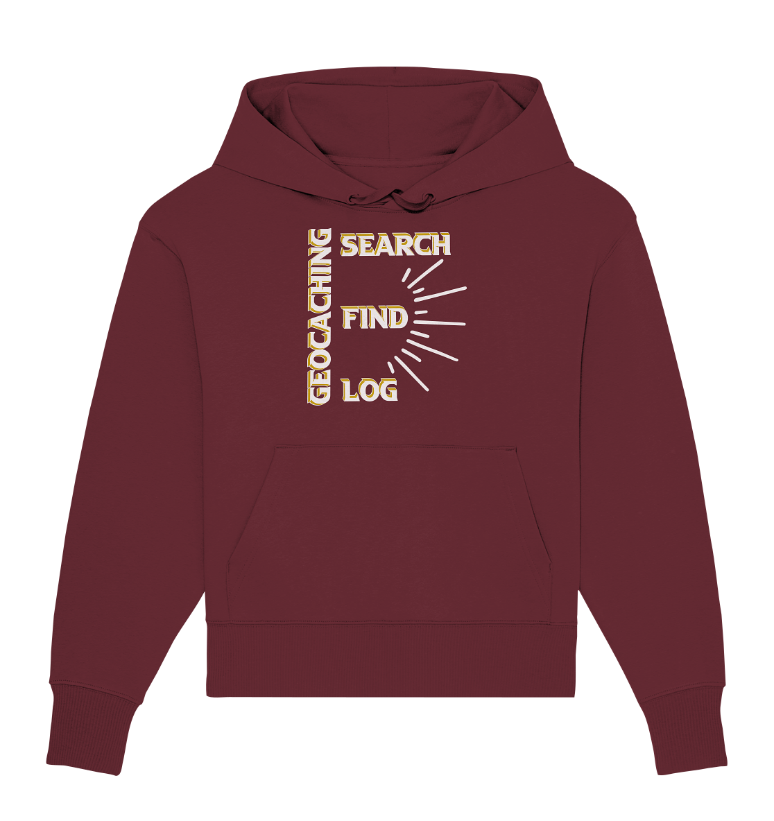 Geocaching-SEARCH-FIND-LOG, Cache Helles Disign - Organic Oversize Hoodie