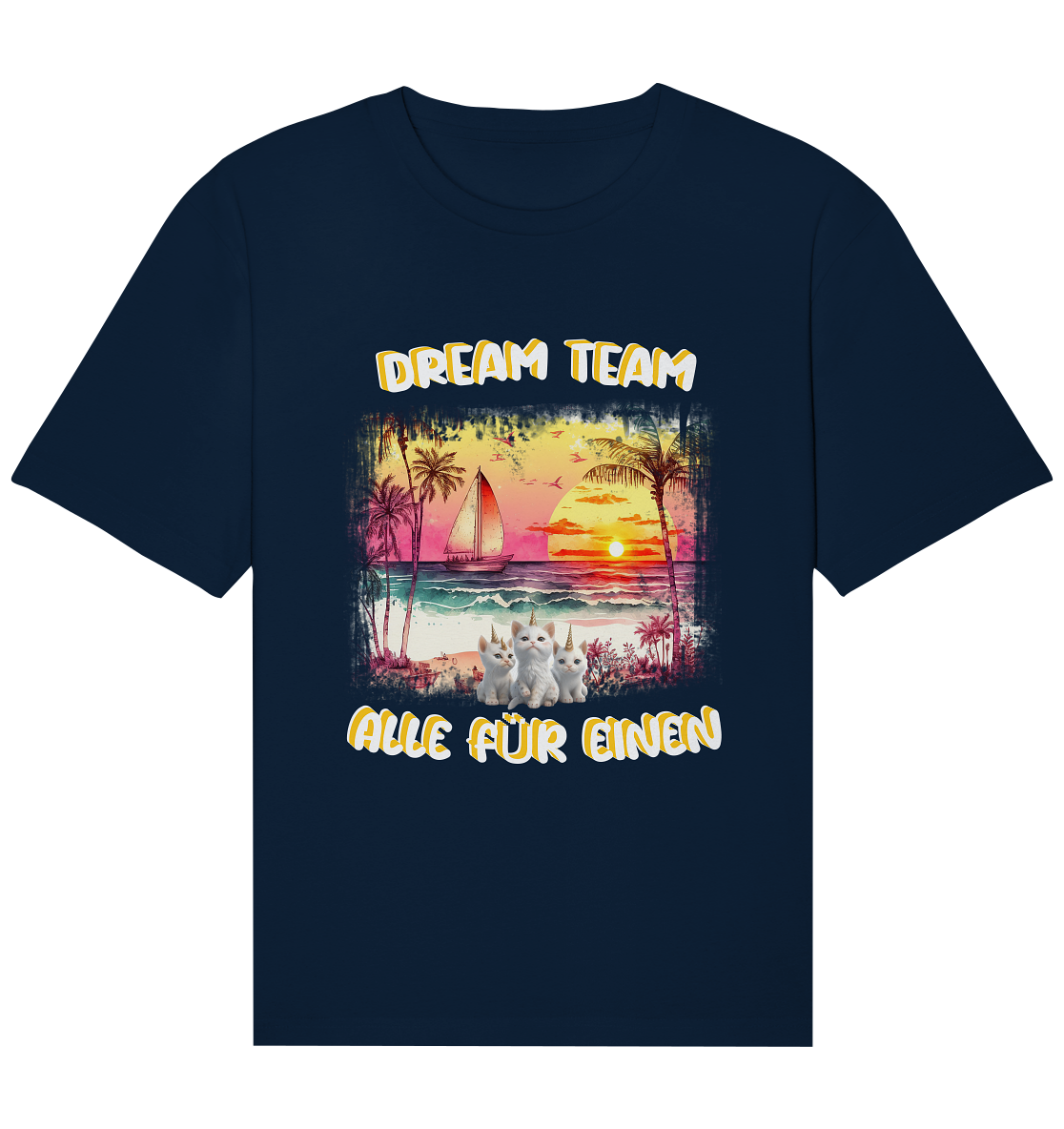Dream Team, Einhorn Katzen Shirt, streetwear, casual t shirt, No 7 - Organic Relaxed Shirt