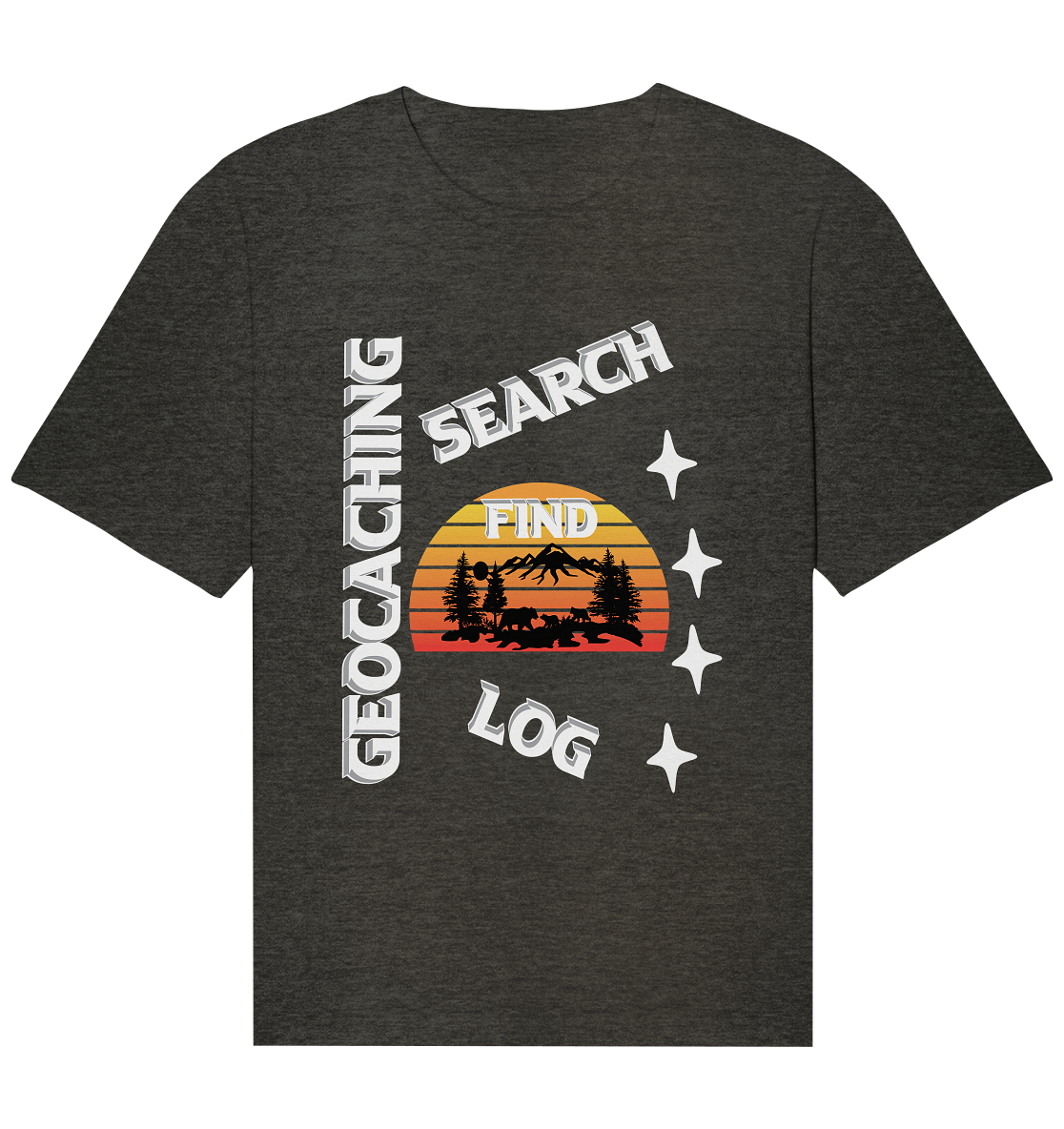 Geocaching-SEARCH-FIND-LOG, Cache Helles Design, Mounten - Organic Relaxed Shirt