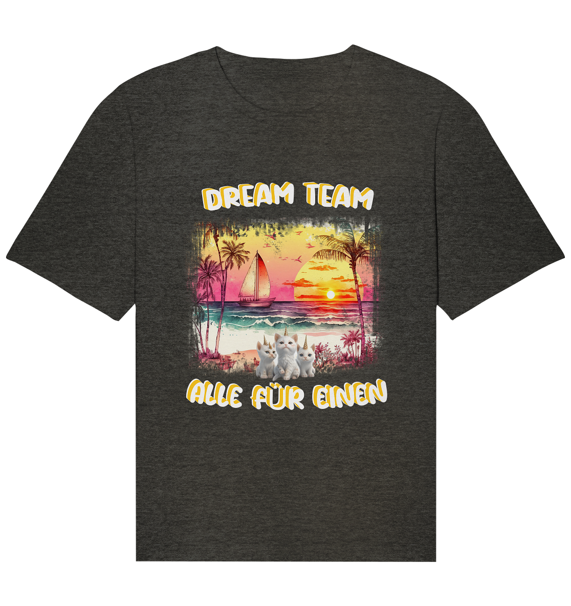 Dream Team, Einhorn Katzen Shirt, streetwear, casual t shirt, No 7 - Organic Relaxed Shirt