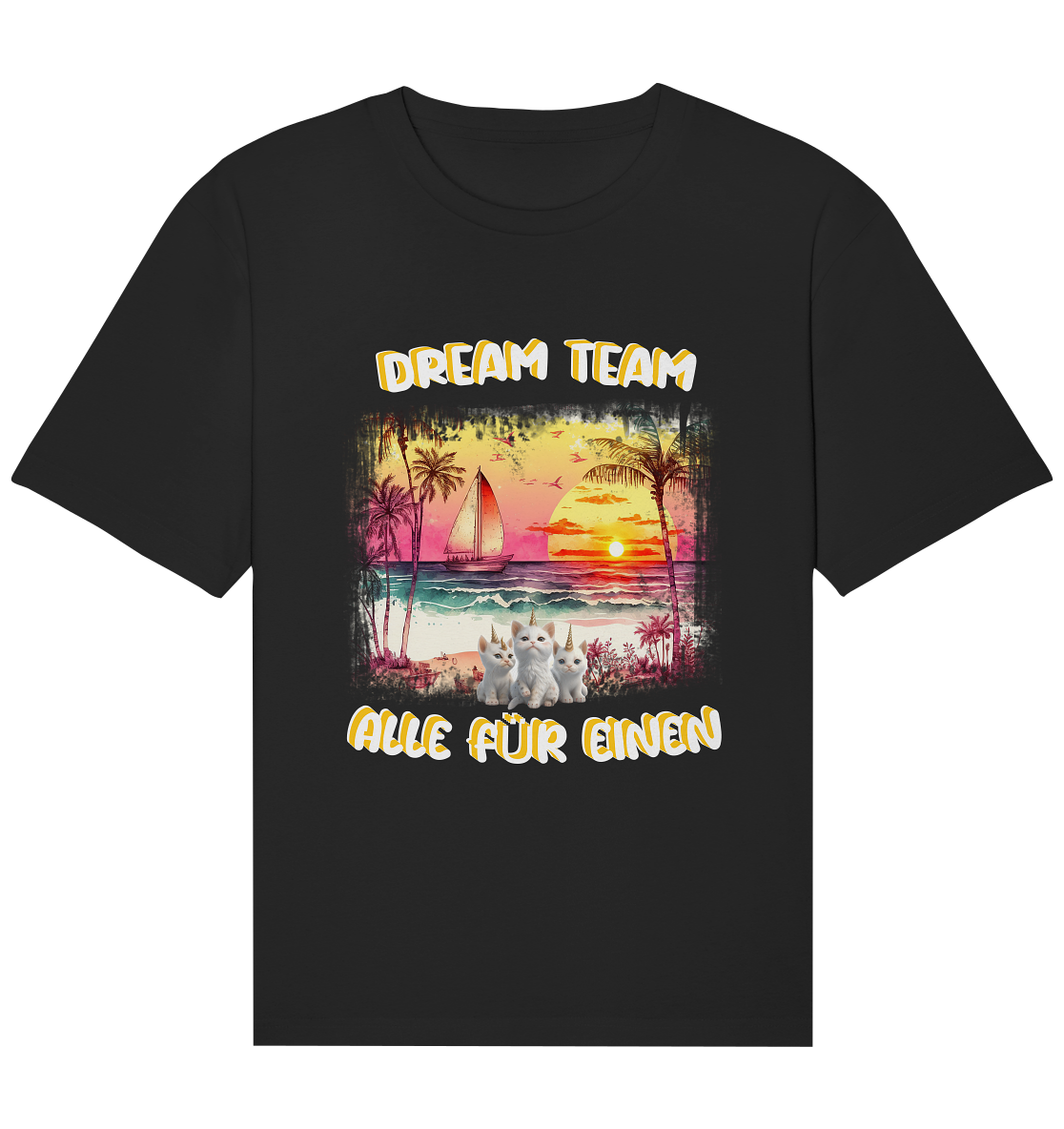 Dream Team, Einhorn Katzen Shirt, streetwear, casual t shirt, No 7 - Organic Relaxed Shirt