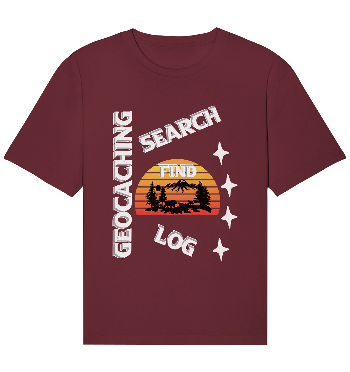 Geocaching-SEARCH-FIND-LOG, Cache Helles Design, Mounten - Organic Relaxed Shirt