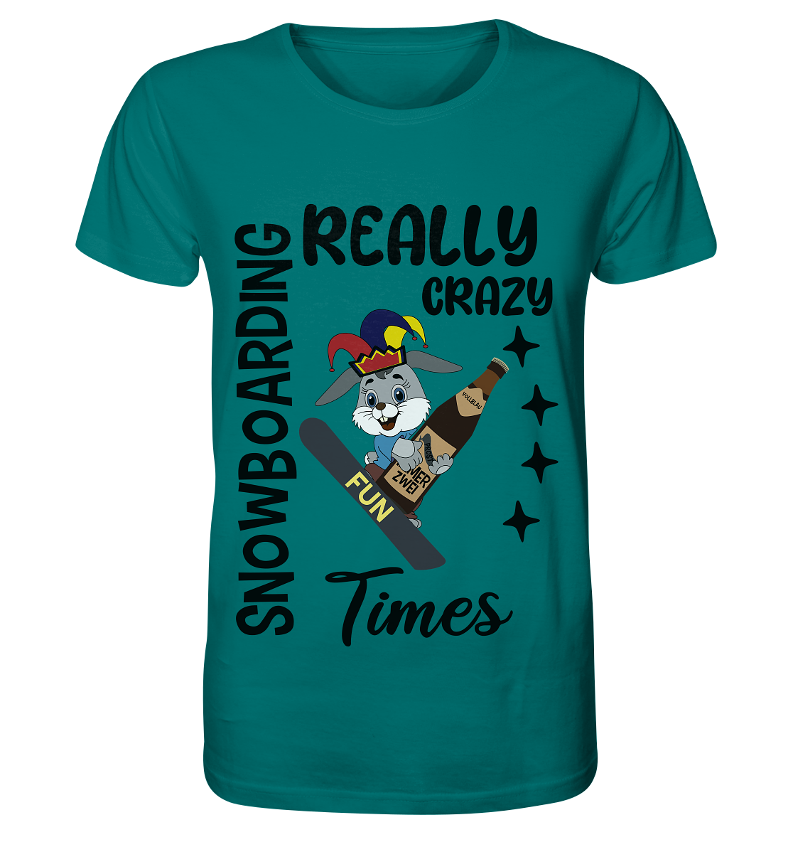Snowboarding, really crazy, Osterhase mit Bierflasche - Organic Shirt