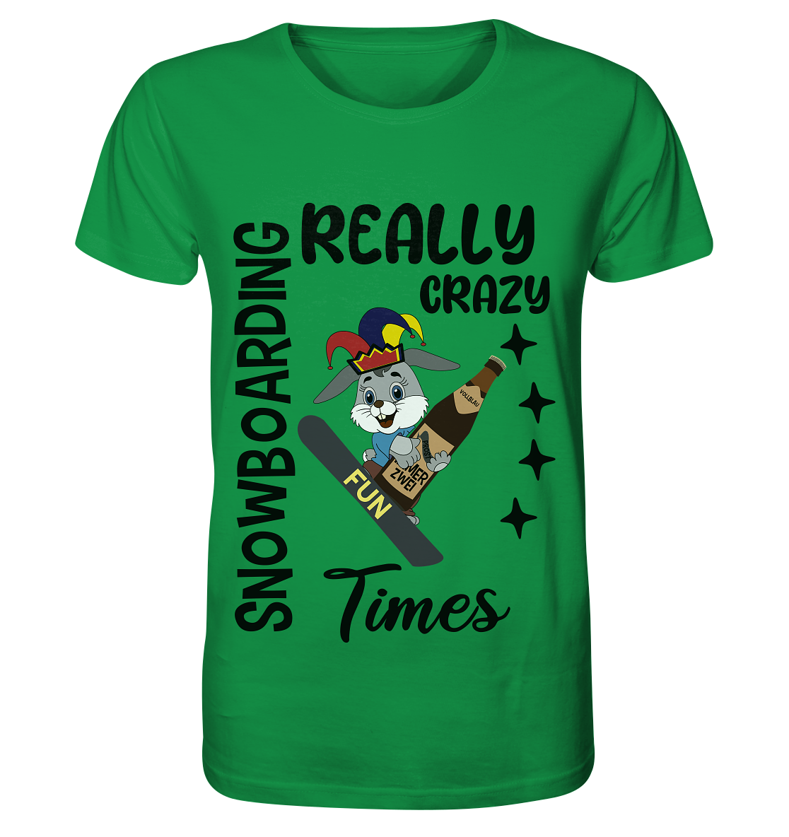 Snowboarding, really crazy, Osterhase mit Bierflasche - Organic Shirt