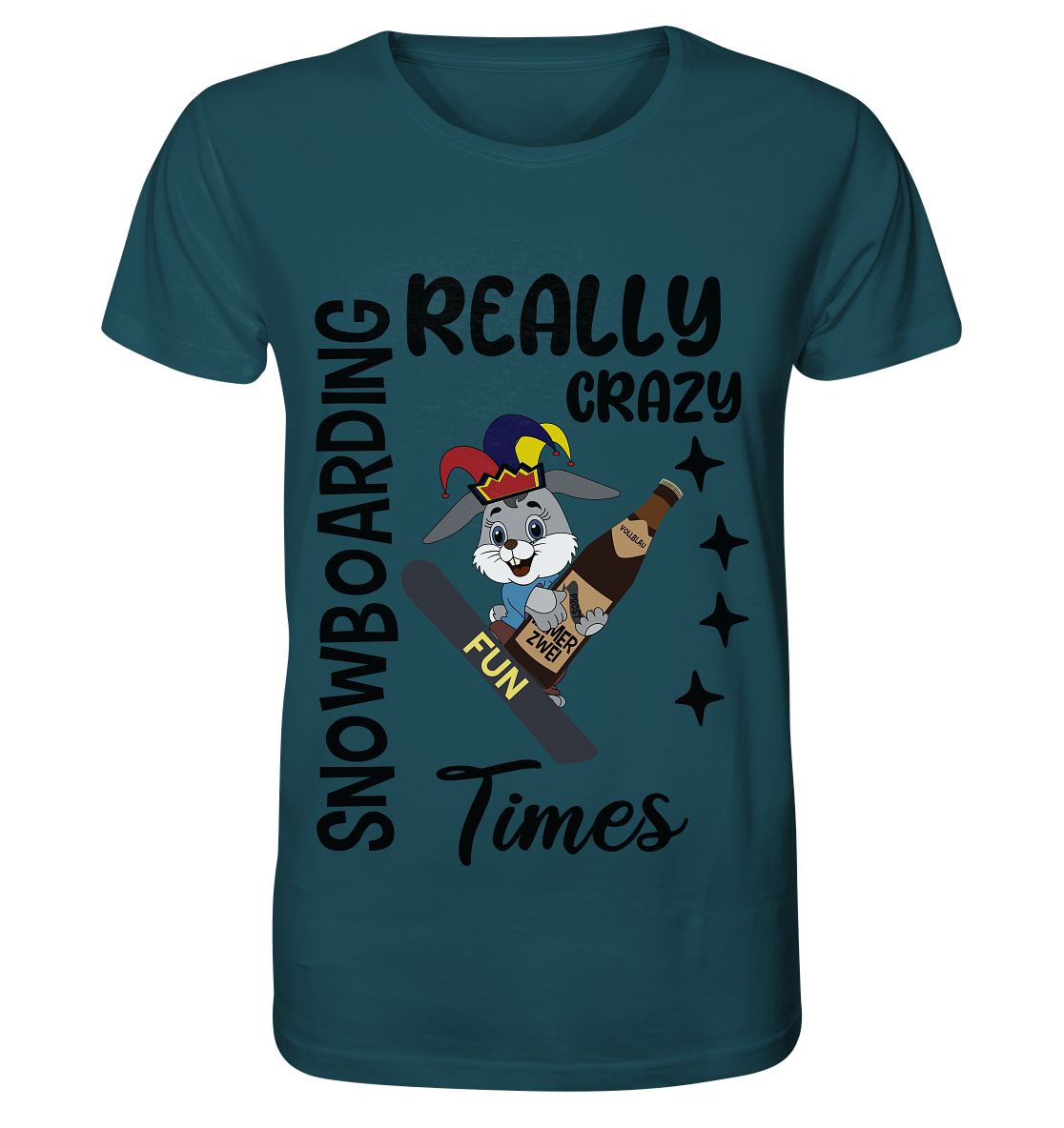 Snowboarding, really crazy, Osterhase mit Bierflasche - Organic Shirt
