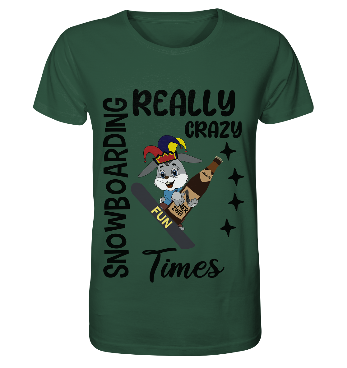 Snowboarding, really crazy, Osterhase mit Bierflasche - Organic Shirt