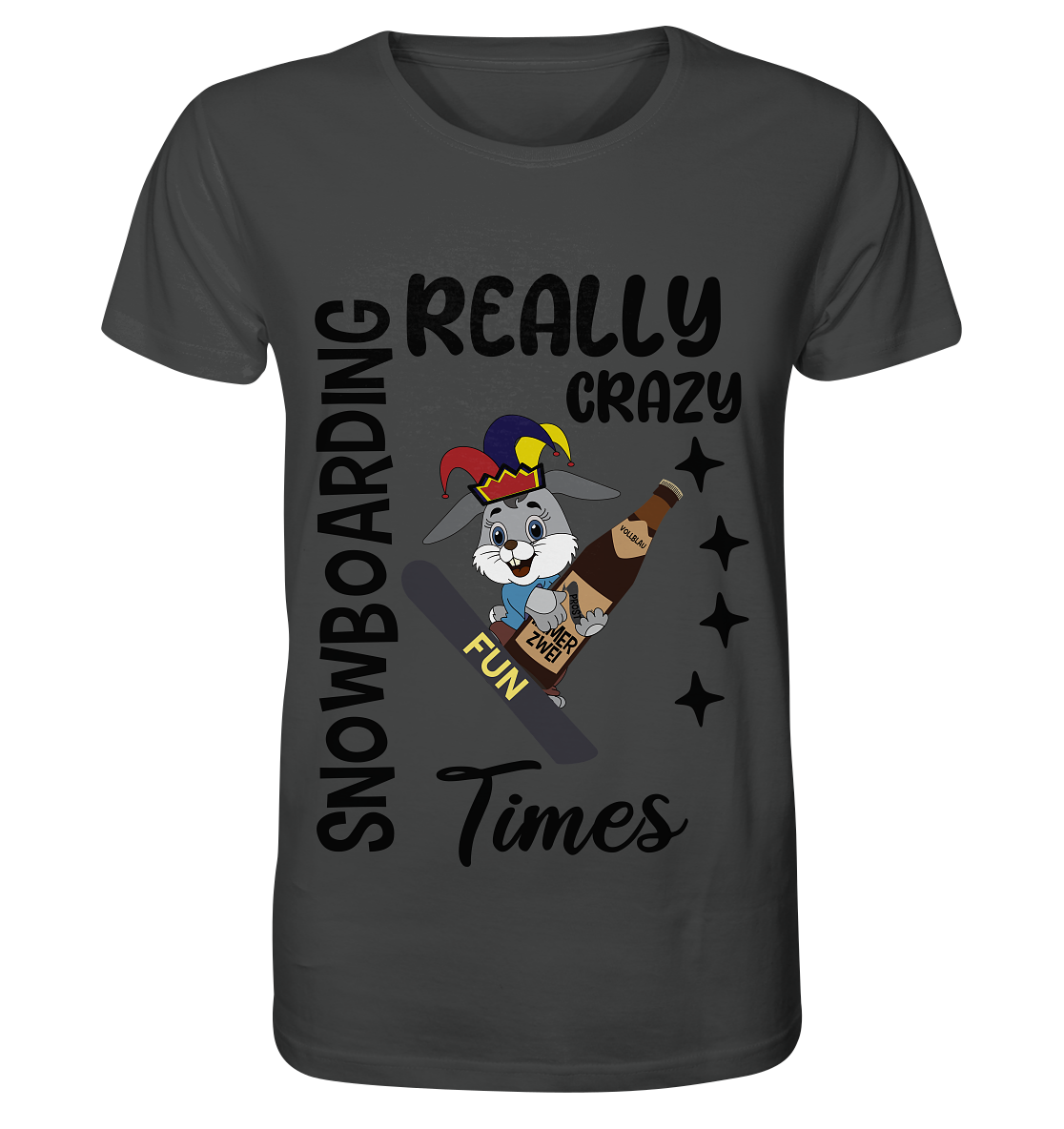Snowboarding, really crazy, Osterhase mit Bierflasche - Organic Shirt
