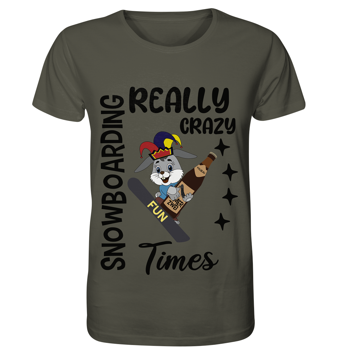 Snowboarding, really crazy, Osterhase mit Bierflasche - Organic Shirt