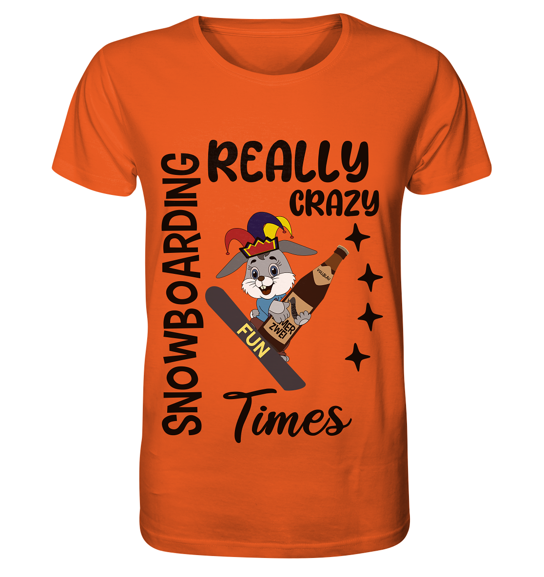 Snowboarding, really crazy, Osterhase mit Bierflasche - Organic Shirt