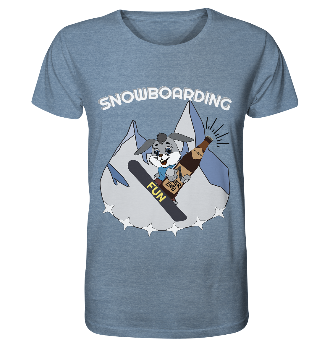 Snowboarder, Apres- Ski, Party danach, Piste, Helles Design - Organic Shirt (meliert)