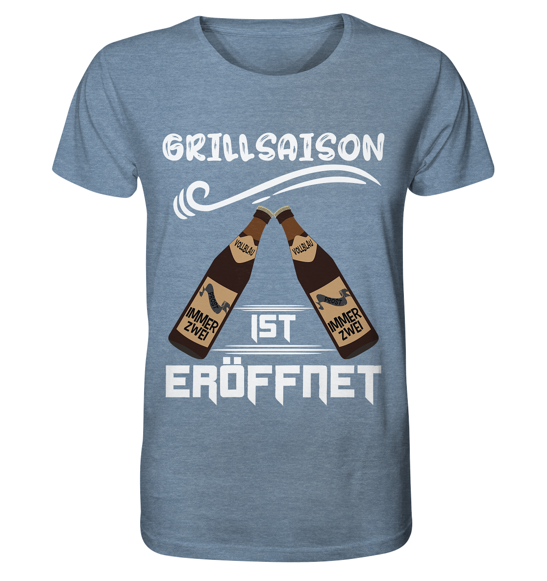 Grillsaison ist eröffnet, Grillen, Party, Feiern, Helles Design - Organic Shirt (meliert)
