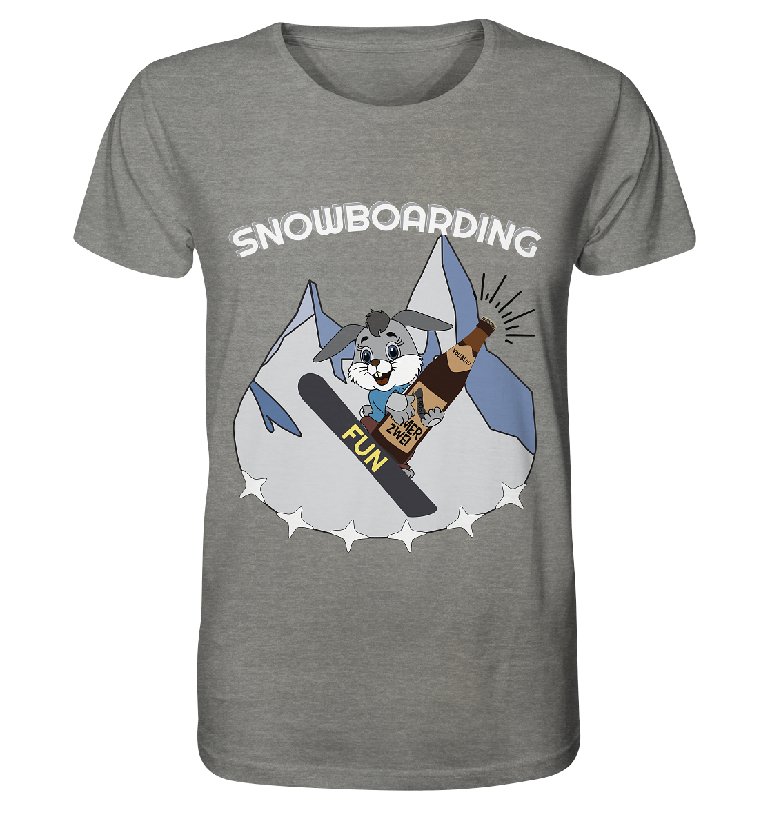 Snowboarder, Apres- Ski, Party danach, Piste, Helles Design - Organic Shirt (meliert)