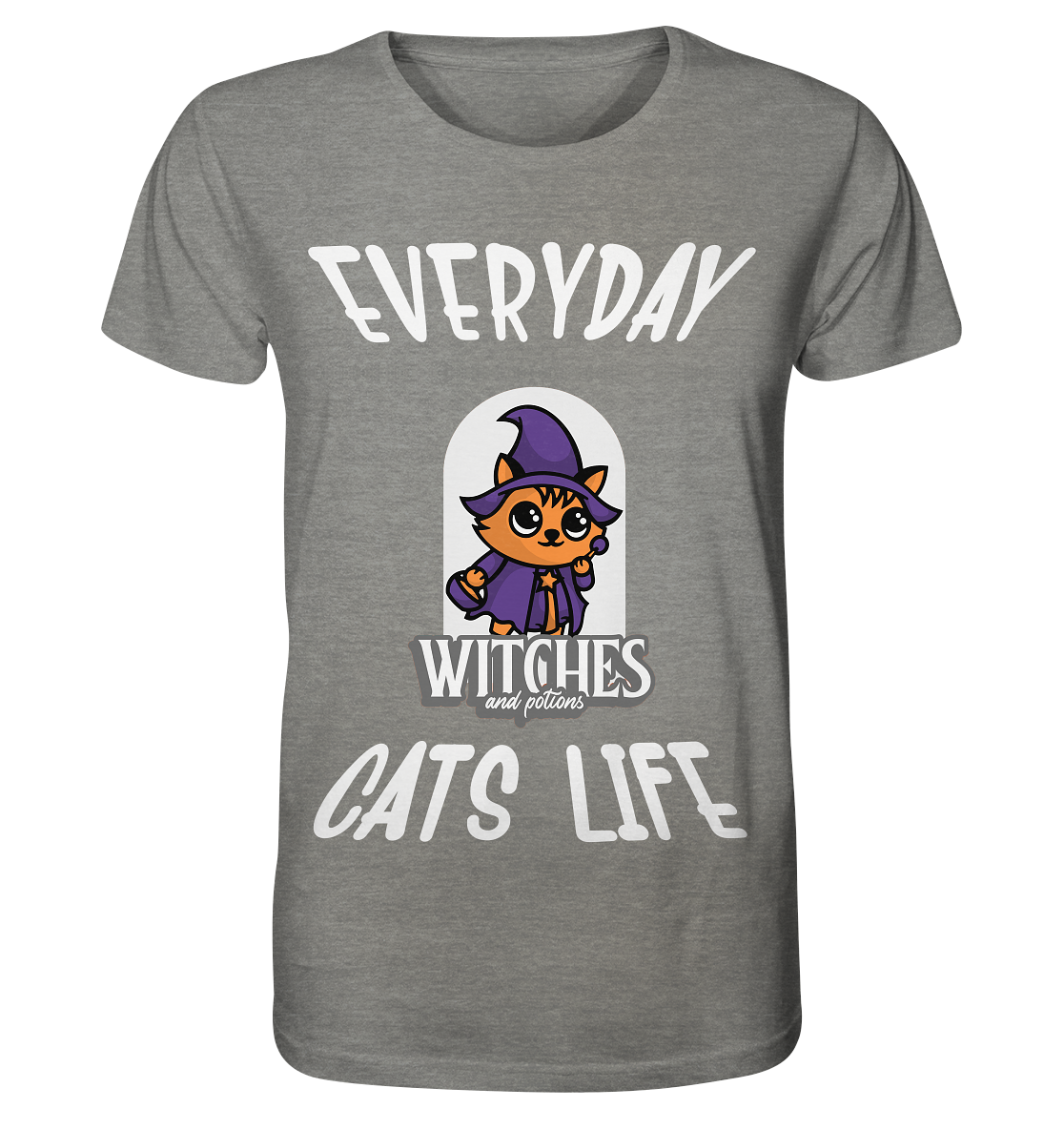 Katzenleben- Everyday Cats Life Witches, Katzenliebhaber, Tierfreund - Organic Shirt (meliert)