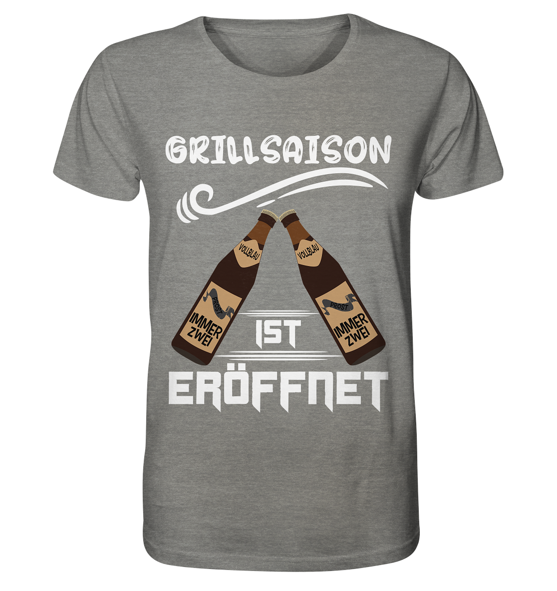 Grillsaison ist eröffnet, Grillen, Party, Feiern, Helles Design - Organic Shirt (meliert)