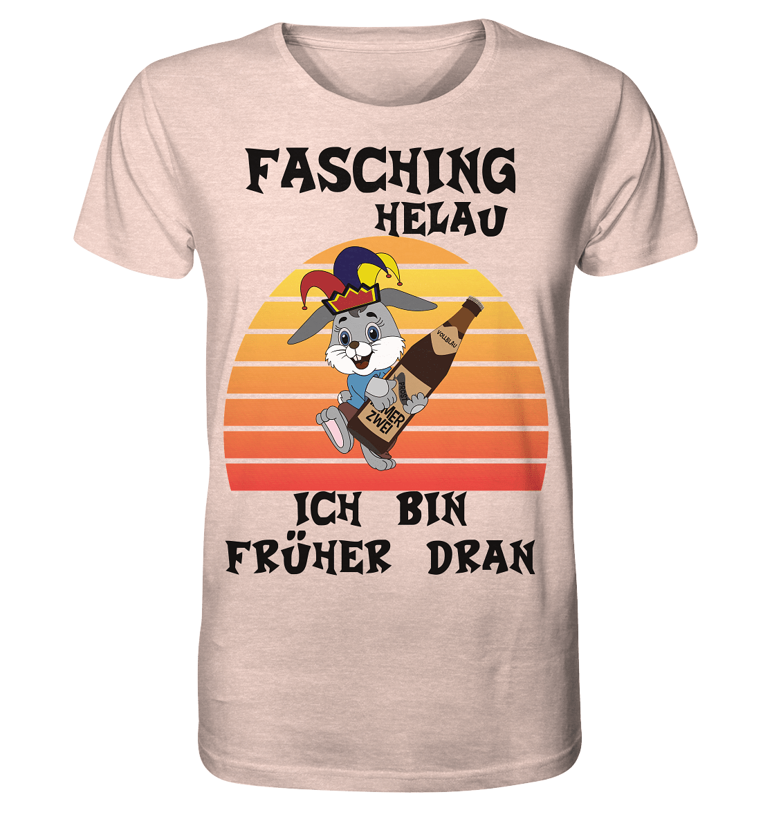 Fasching Helau, Osterhase feiert Karneval, Helau - Organic Shirt (meliert)