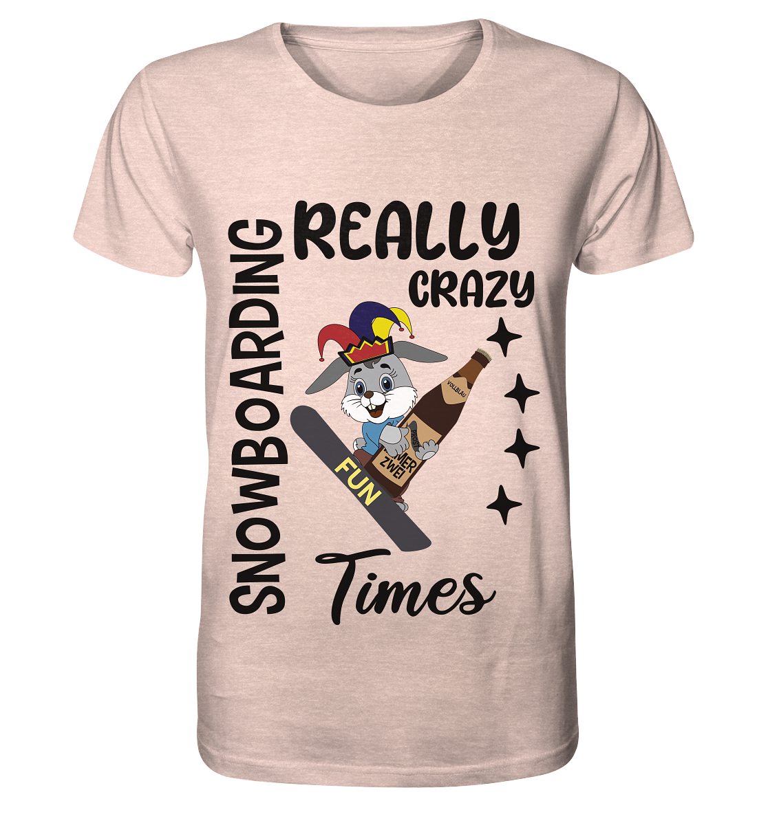Snowboarding, really crazy, Osterhase mit Bierflasche - Organic Shirt (meliert)