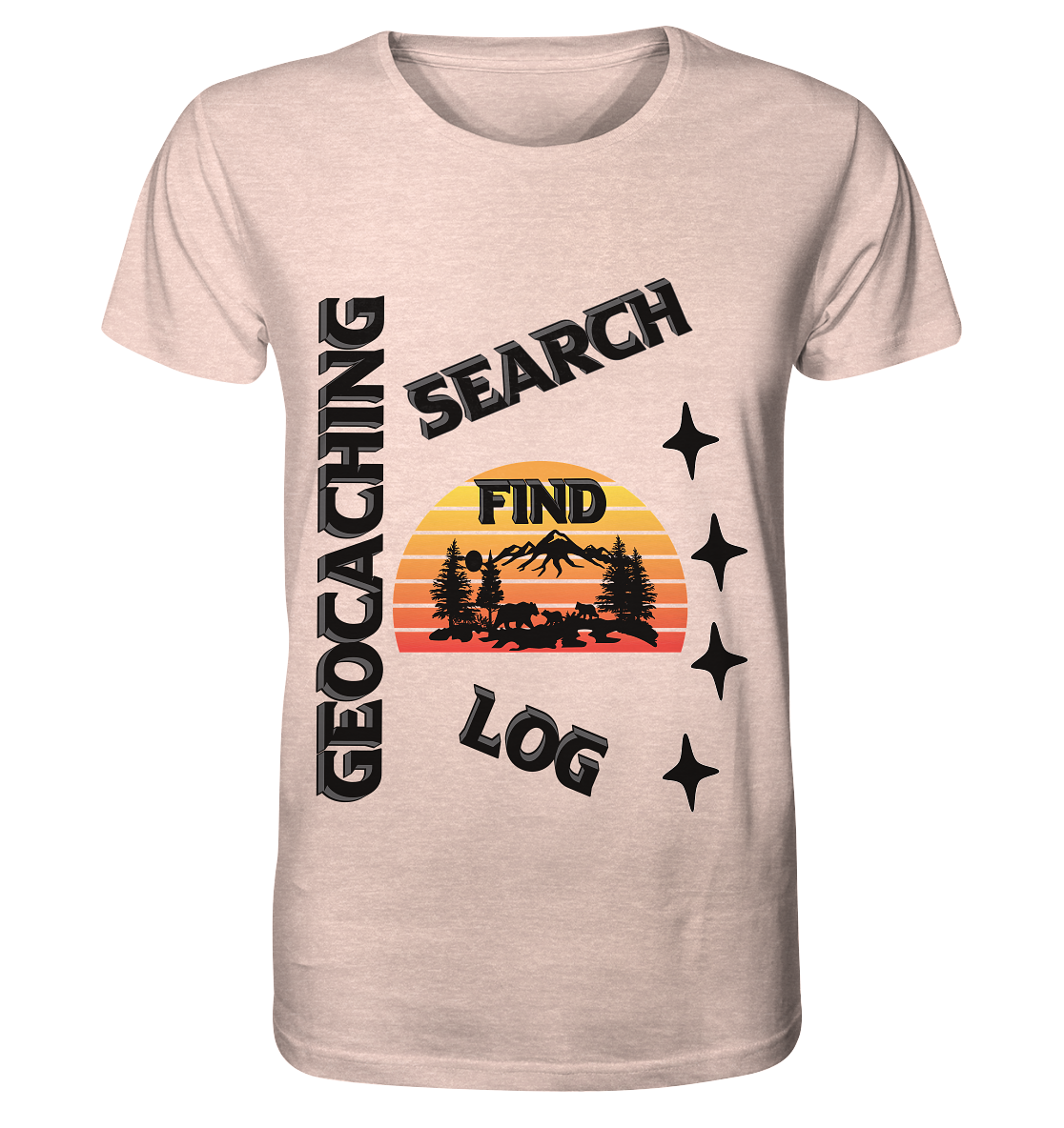 Geocaching, Suchen, Finden und Log, Geocache Schwarzes Design - Organic Shirt (meliert)