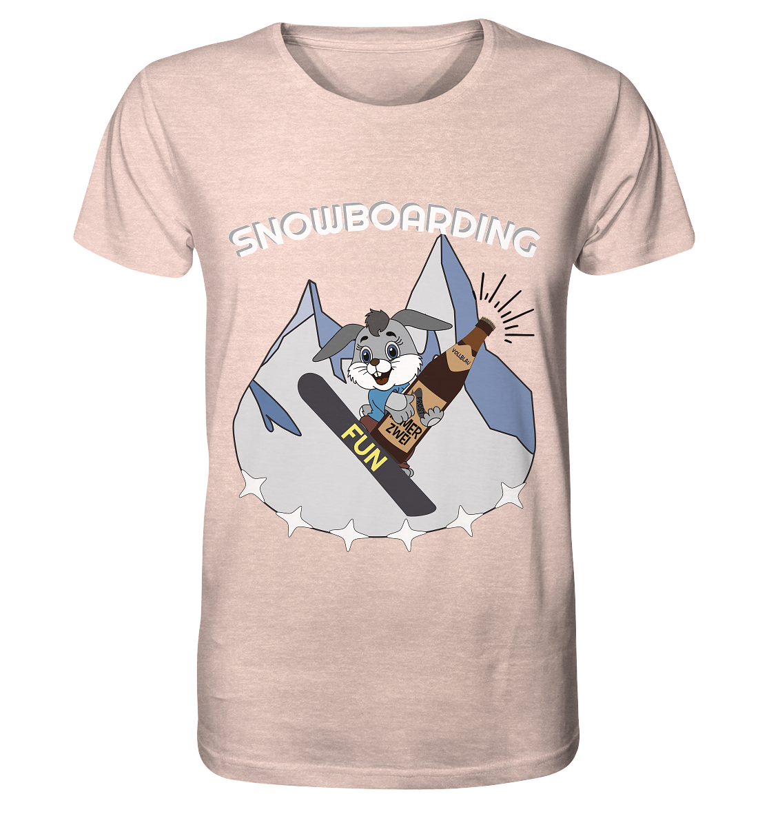 Snowboarder, Apres- Ski, Party danach, Piste, Helles Design - Organic Shirt (meliert)