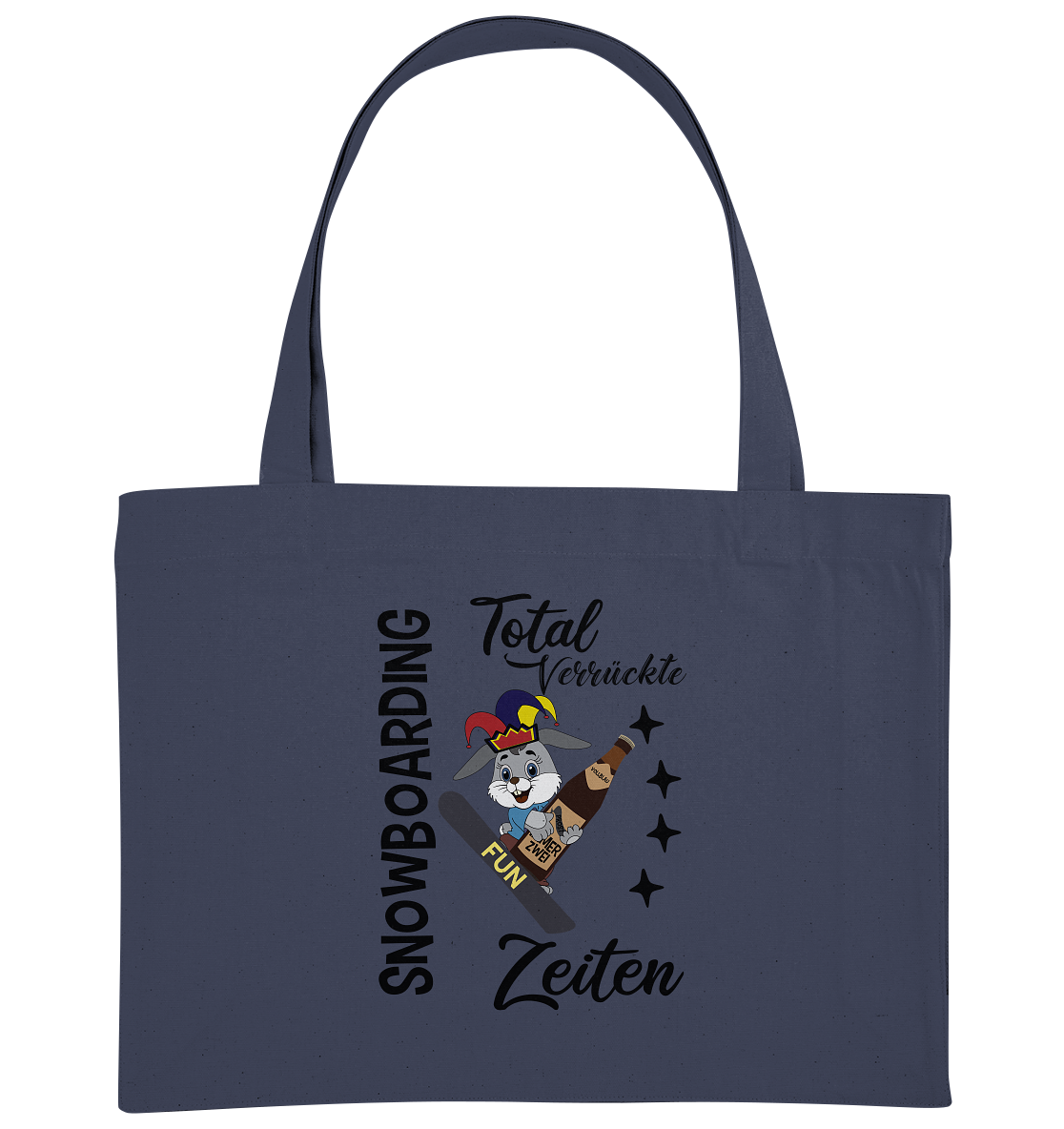 Snowboarding,verrückte Zeiten, Osterhase mit Bierflasche, Faschingsmütze - Organic Shopping-Bag