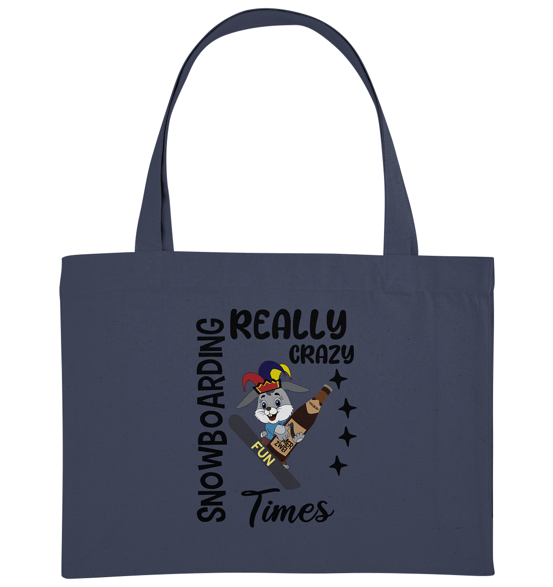 Snowboarding, really crazy, Osterhase mit Bierflasche - Organic Shopping-Bag