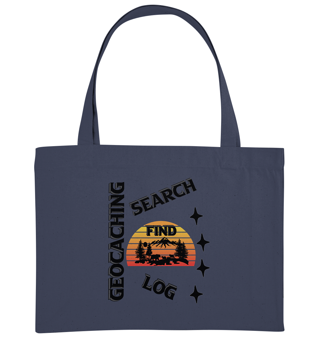 Geocaching, Suchen, Finden und Log, Geocache Schwarzes Design - Organic Shopping-Bag