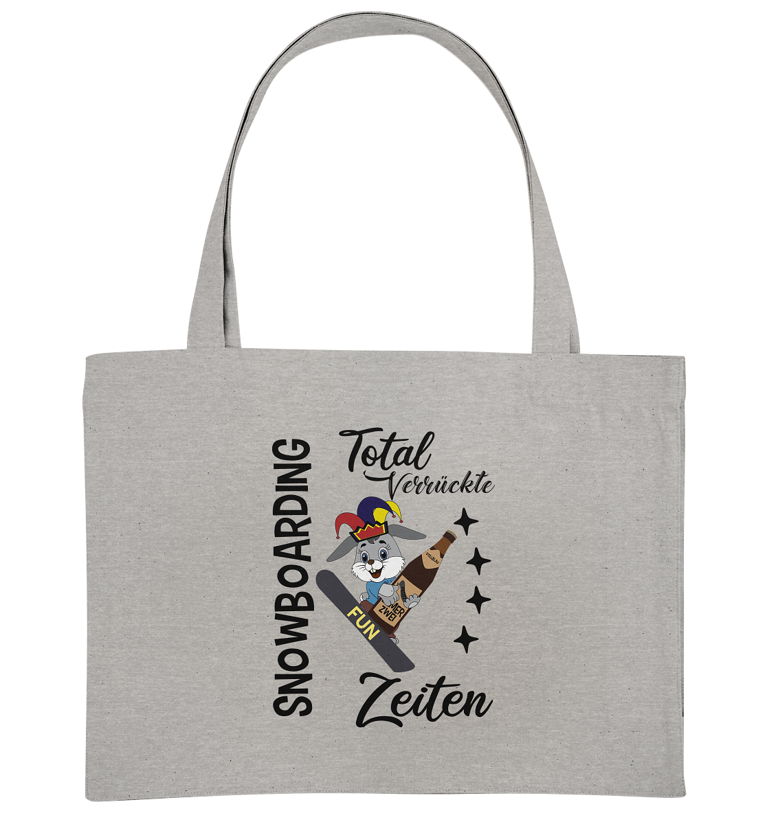 Snowboarding,verrückte Zeiten, Osterhase mit Bierflasche, Faschingsmütze - Organic Shopping-Bag