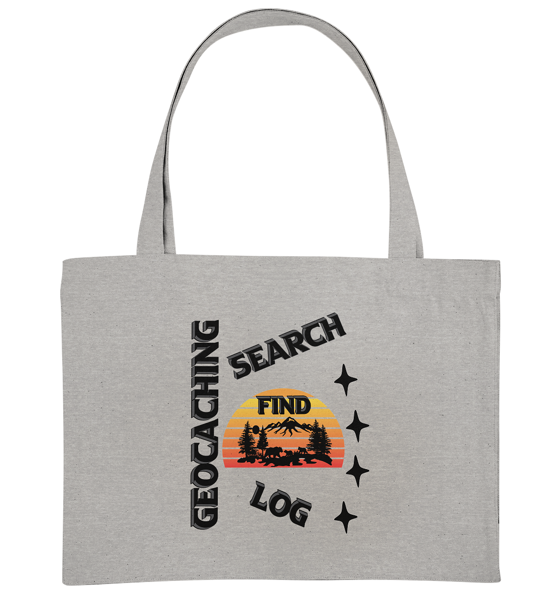 Geocaching, Suchen, Finden und Log, Geocache Schwarzes Design - Organic Shopping-Bag