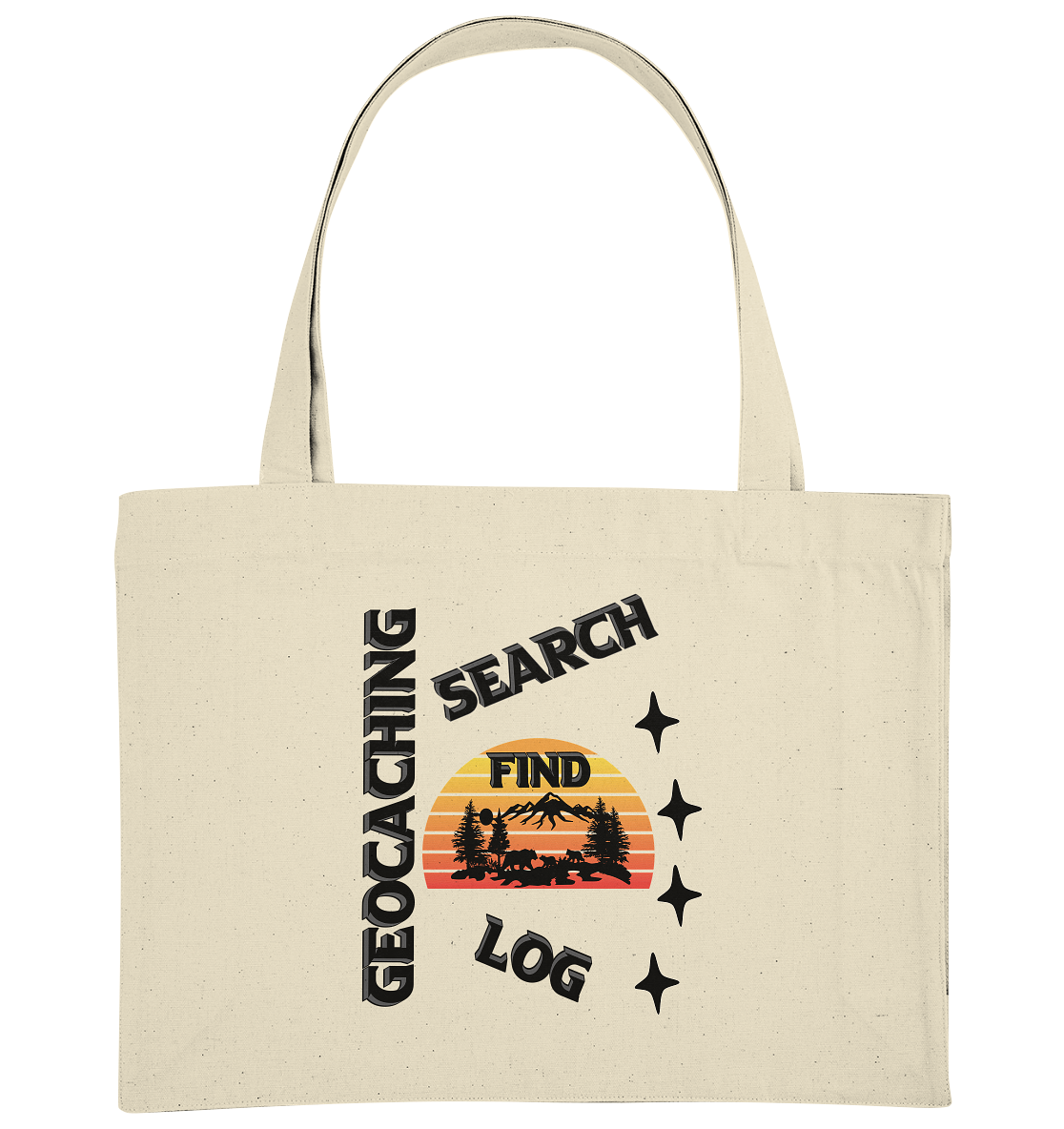 Geocaching, Suchen, Finden und Log, Geocache Schwarzes Design - Organic Shopping-Bag
