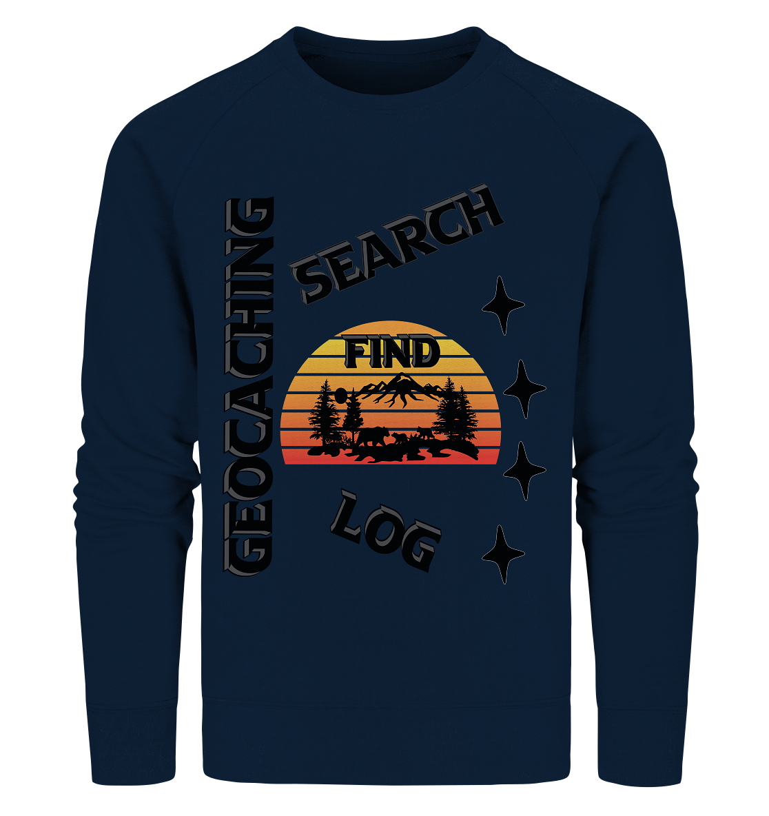 Geocaching, Suchen, Finden und Log, Geocache Schwarzes Design - Organic Sweatshirt