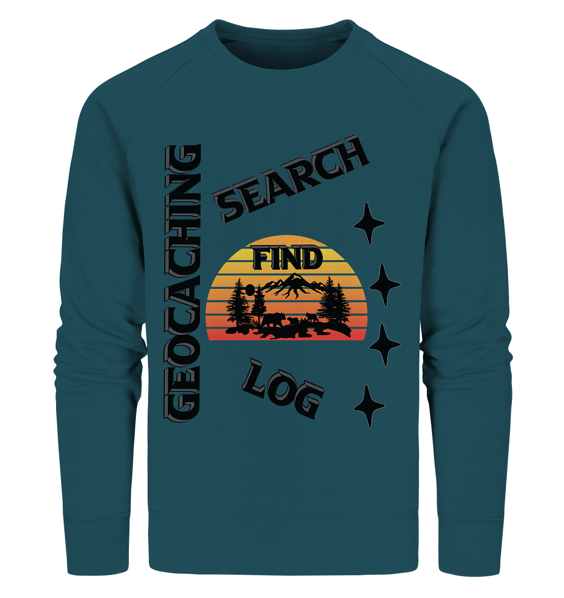 Geocaching, Suchen, Finden und Log, Geocache Schwarzes Design - Organic Sweatshirt