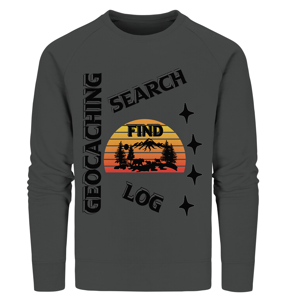 Geocaching, Suchen, Finden und Log, Geocache Schwarzes Design - Organic Sweatshirt