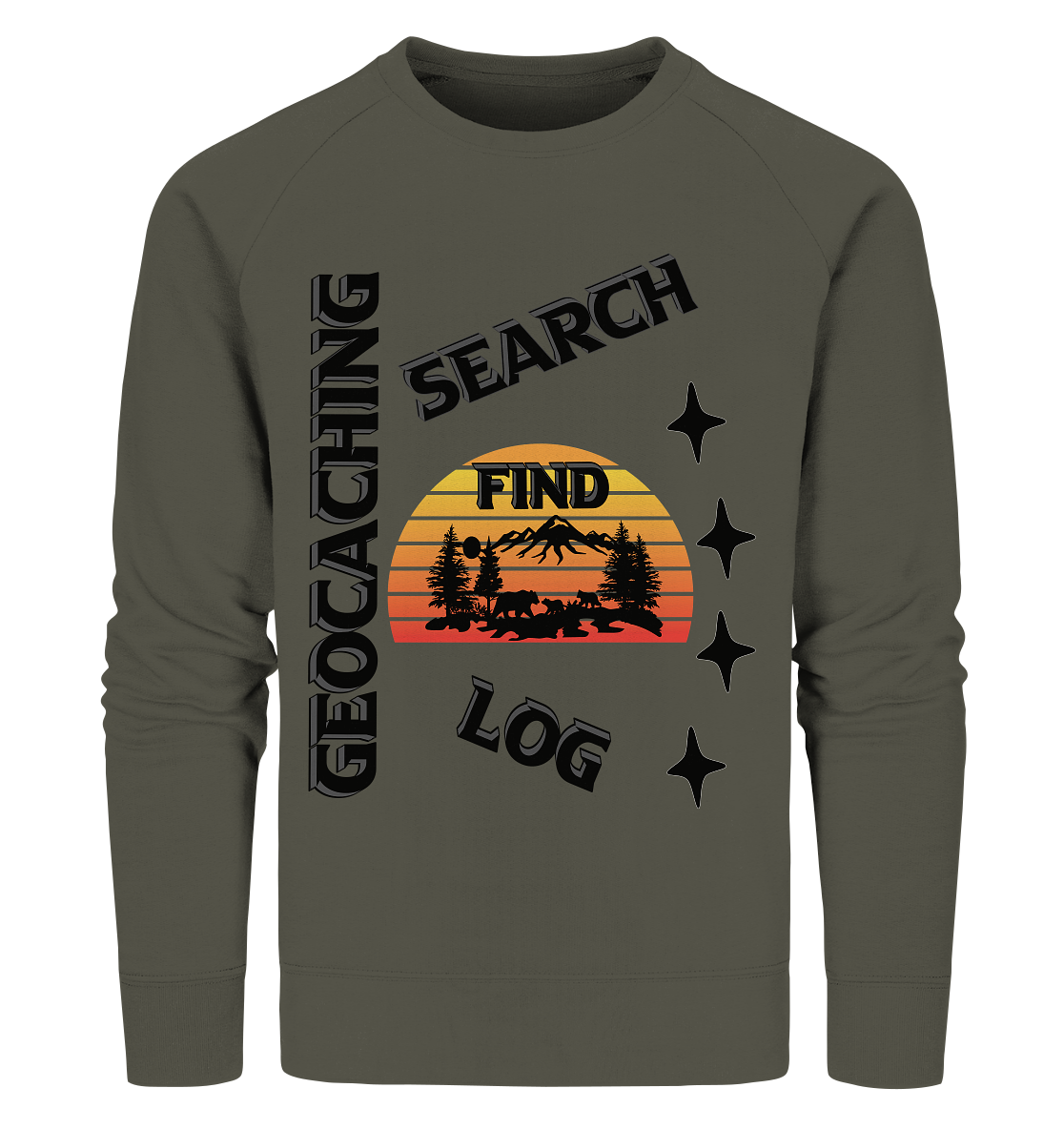 Geocaching, Suchen, Finden und Log, Geocache Schwarzes Design - Organic Sweatshirt
