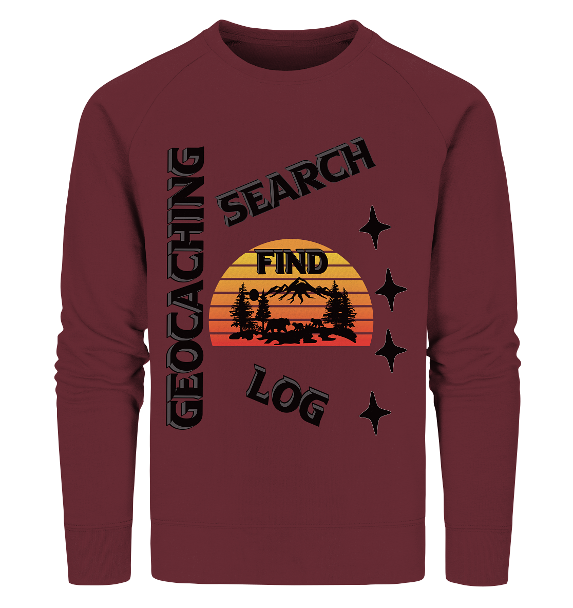 Geocaching, Suchen, Finden und Log, Geocache Schwarzes Design - Organic Sweatshirt