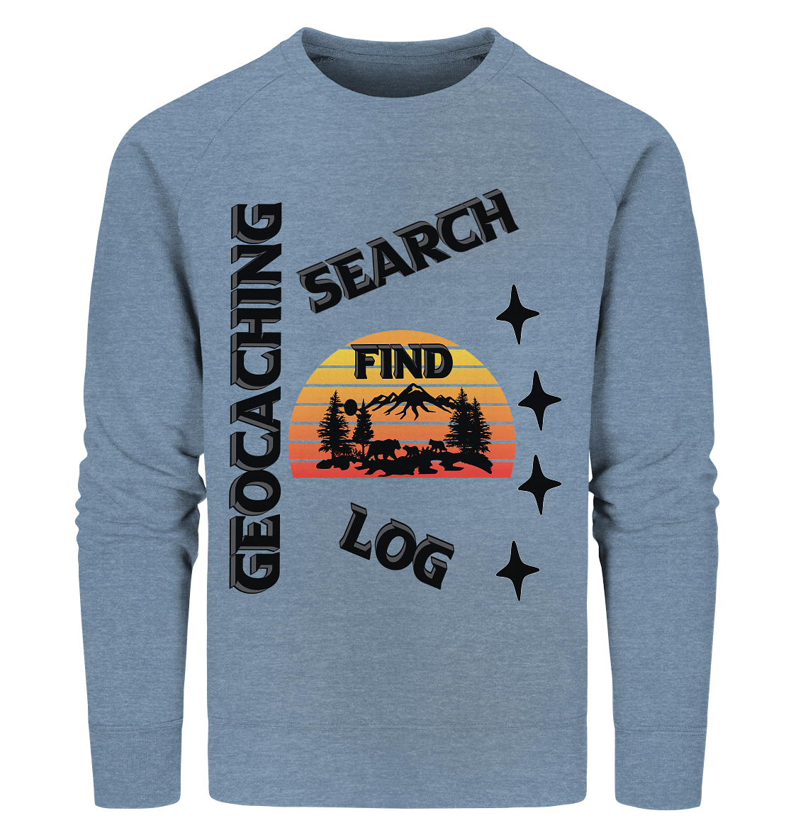 Geocaching, Suchen, Finden und Log, Geocache Schwarzes Design - Organic Sweatshirt