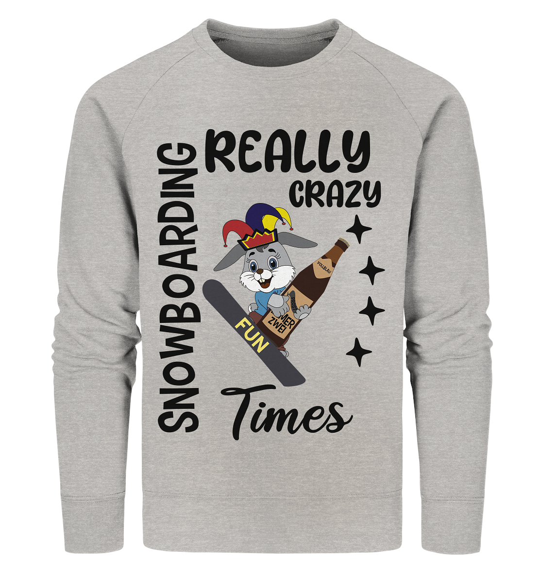 Snowboarding, really crazy, Osterhase mit Bierflasche - Organic Sweatshirt