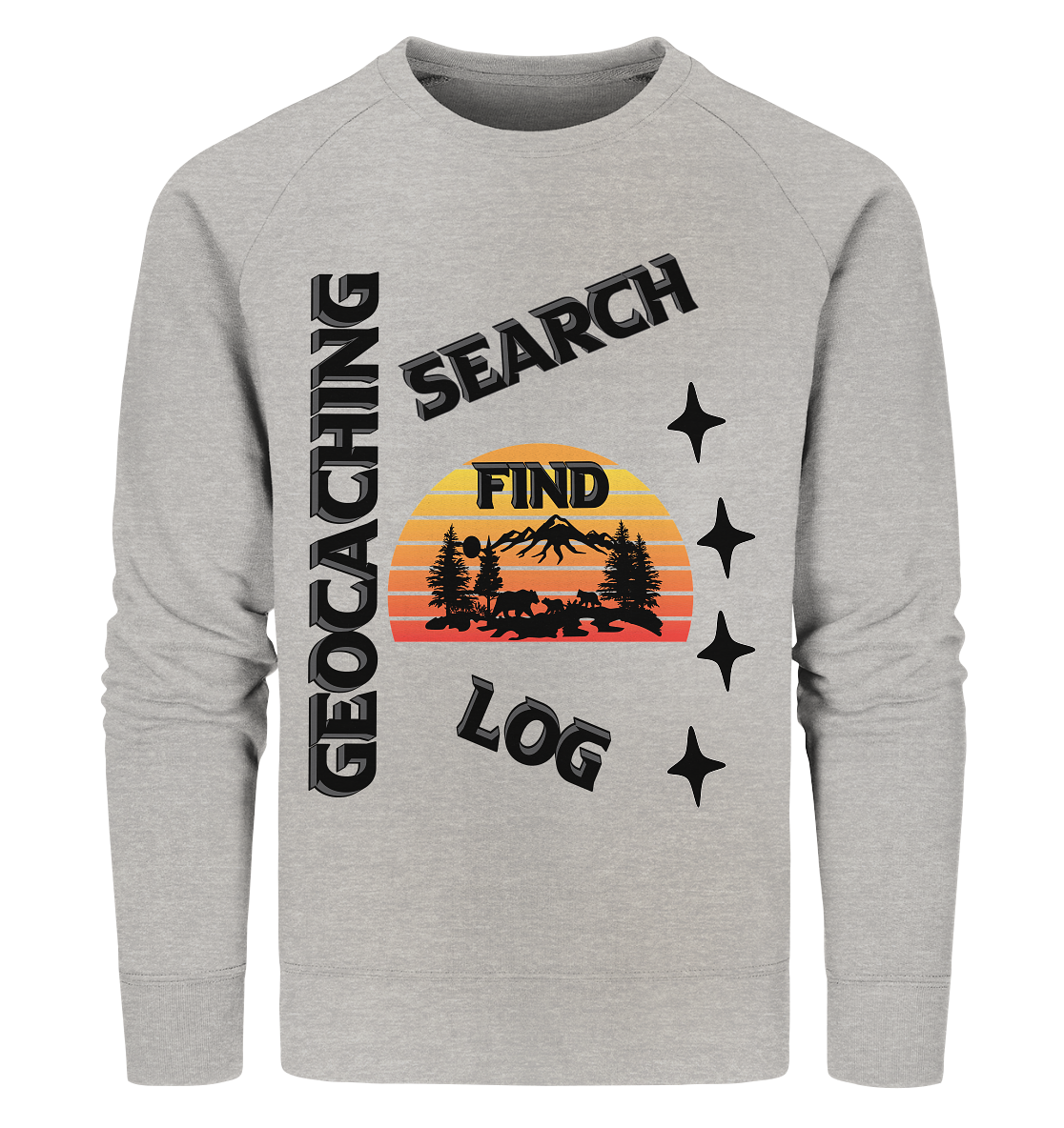 Geocaching, Suchen, Finden und Log, Geocache Schwarzes Design - Organic Sweatshirt
