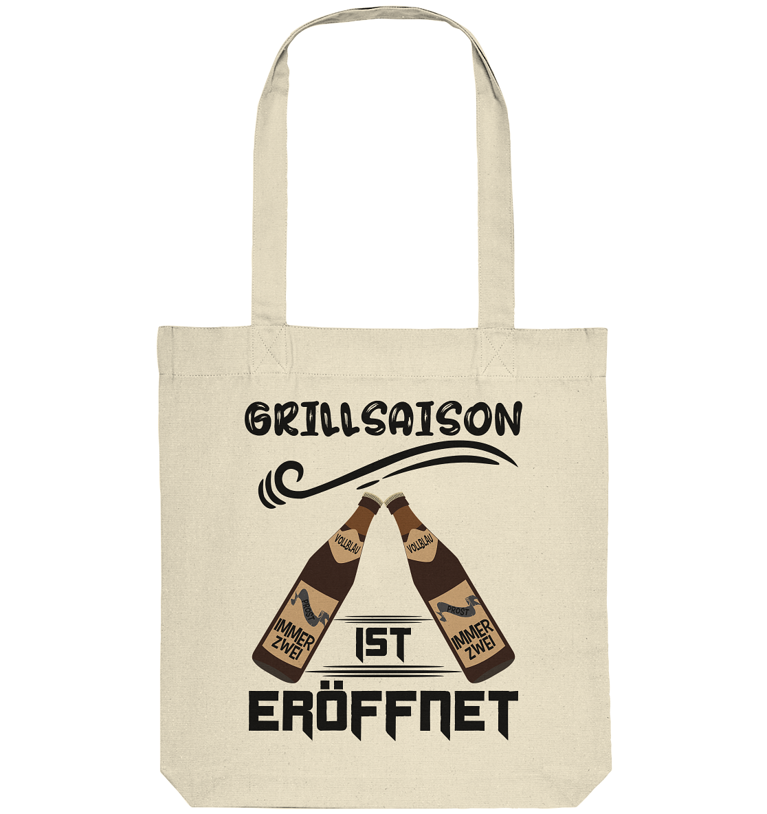 Grillsaison ist eröffnet, Grillen, Party, Feiern, Schwarzes Design - Organic Tote-Bag