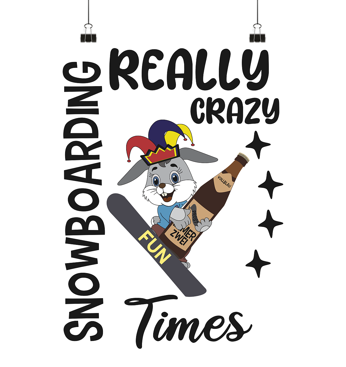 Snowboarding, really crazy, Osterhase mit Bierflasche - Poster Din A1 (hoch)
