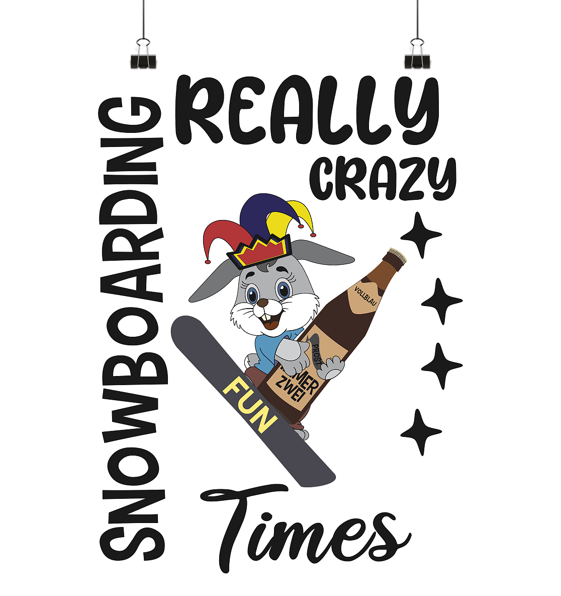 Snowboarding, really crazy, Osterhase mit Bierflasche - Poster Din A2 (hoch)
