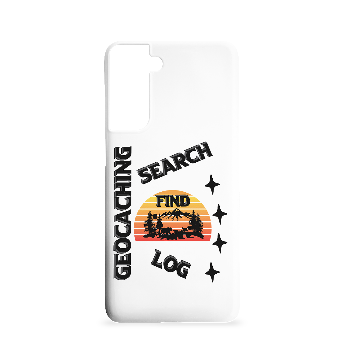 Geocaching, Suchen, Finden und Log, Geocache Schwarzes Design - Samsung S21 Handyhülle