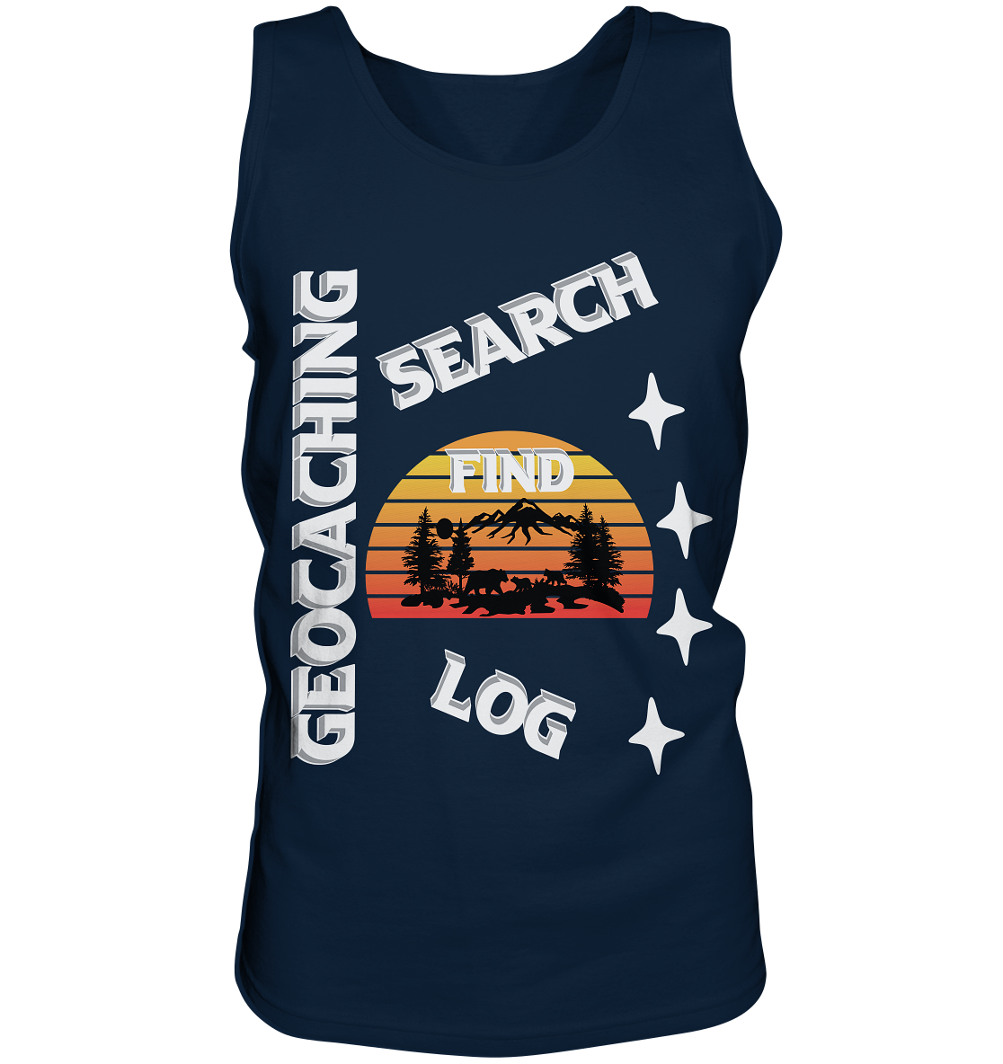 Geocaching-SEARCH-FIND-LOG, Cache Helles Design, Mounten - Tank-Top