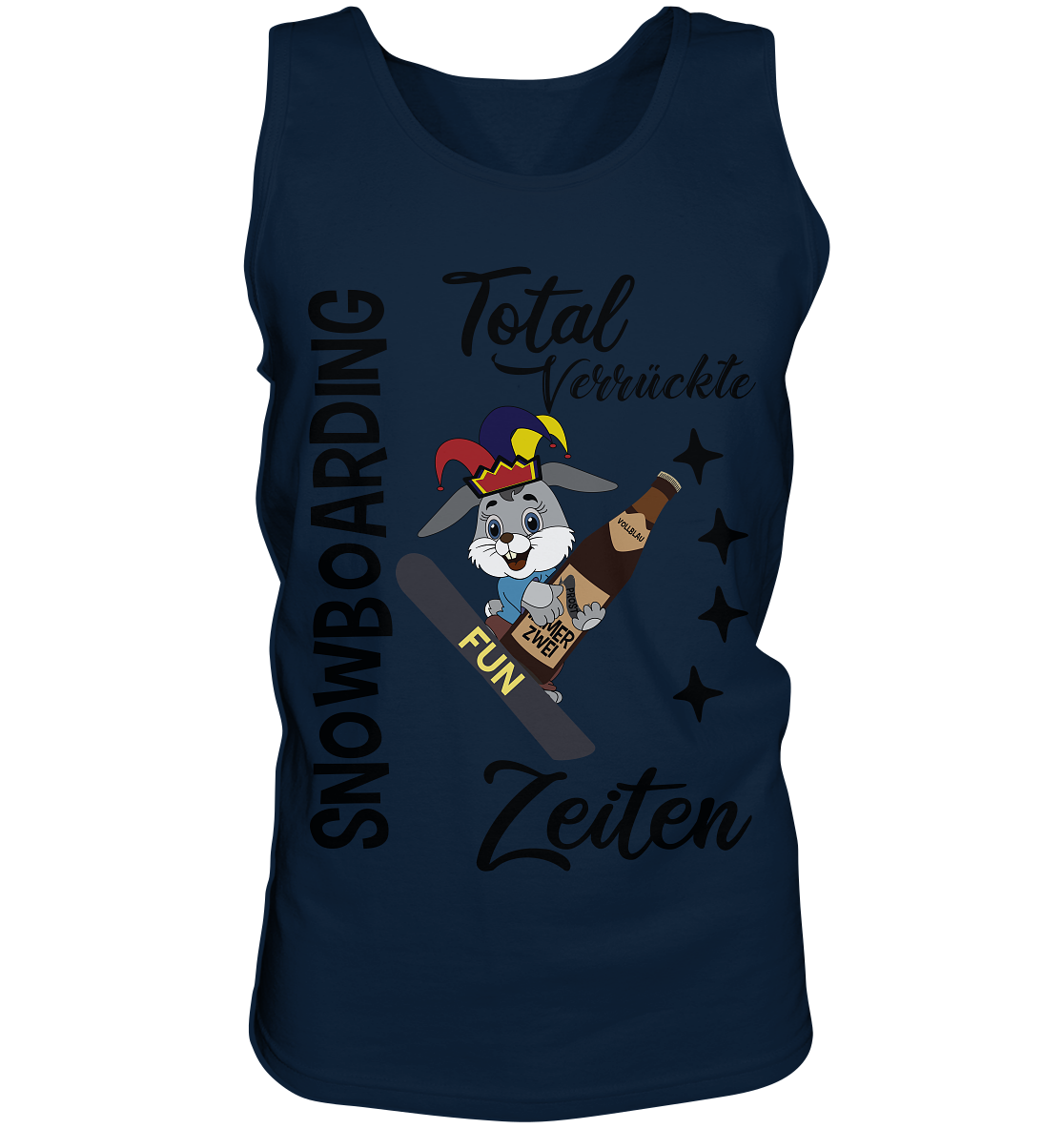 Snowboarding,verrückte Zeiten, Osterhase mit Bierflasche, Faschingsmütze - Tank-Top