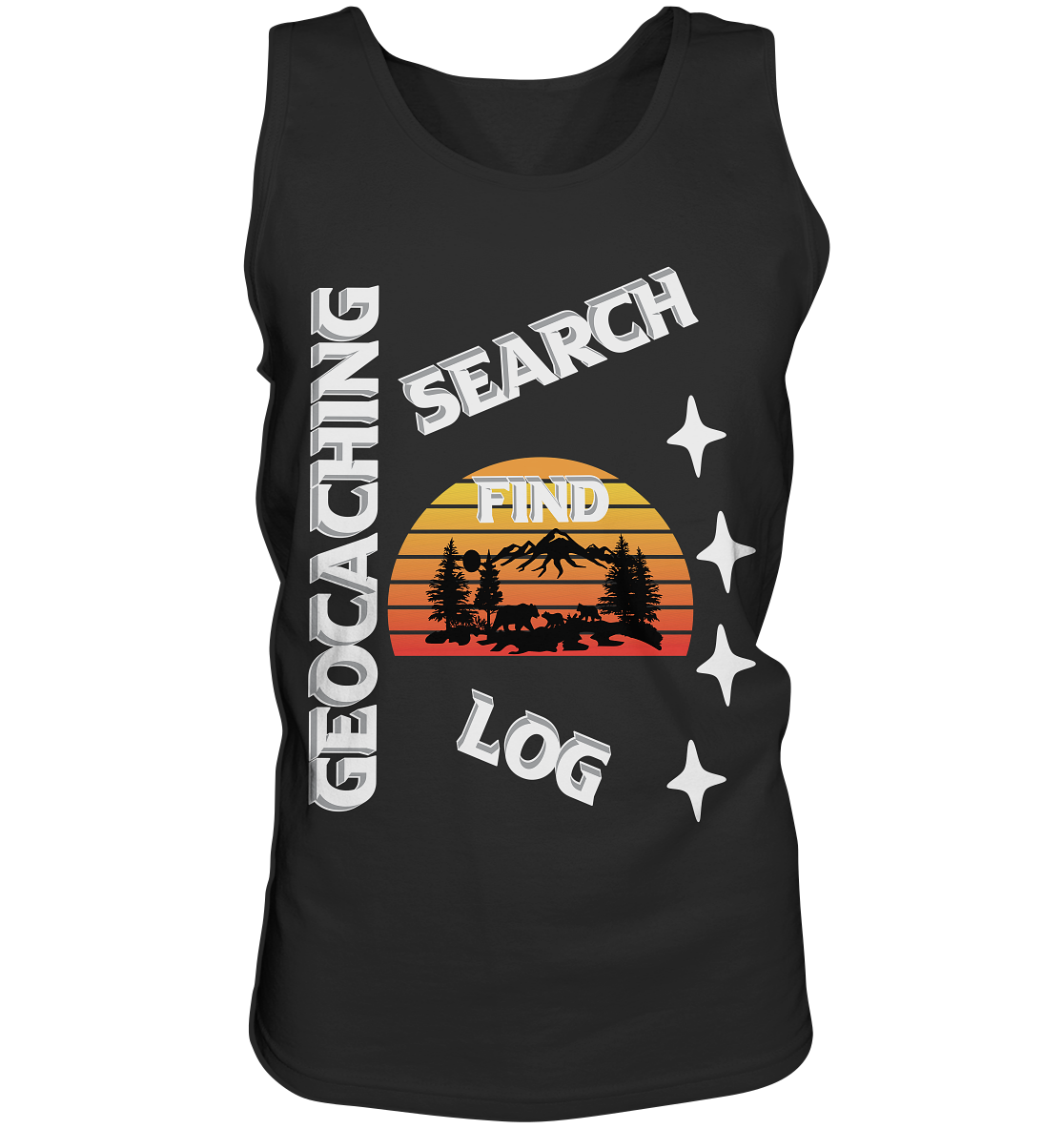 Geocaching-SEARCH-FIND-LOG, Cache Helles Design, Mounten - Tank-Top