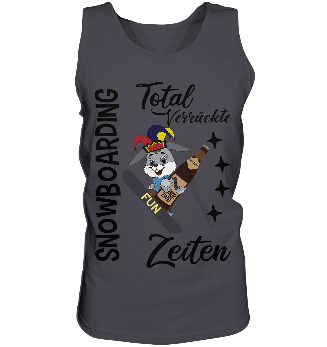 Snowboarding,verrückte Zeiten, Osterhase mit Bierflasche, Faschingsmütze - Tank-Top