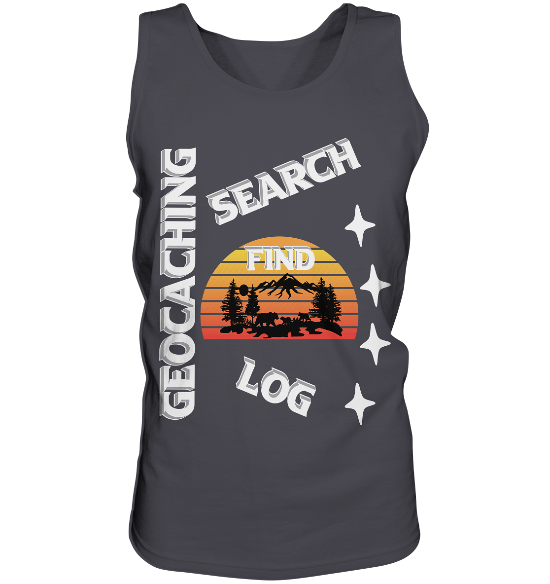 Geocaching-SEARCH-FIND-LOG, Cache Helles Design, Mounten - Tank-Top