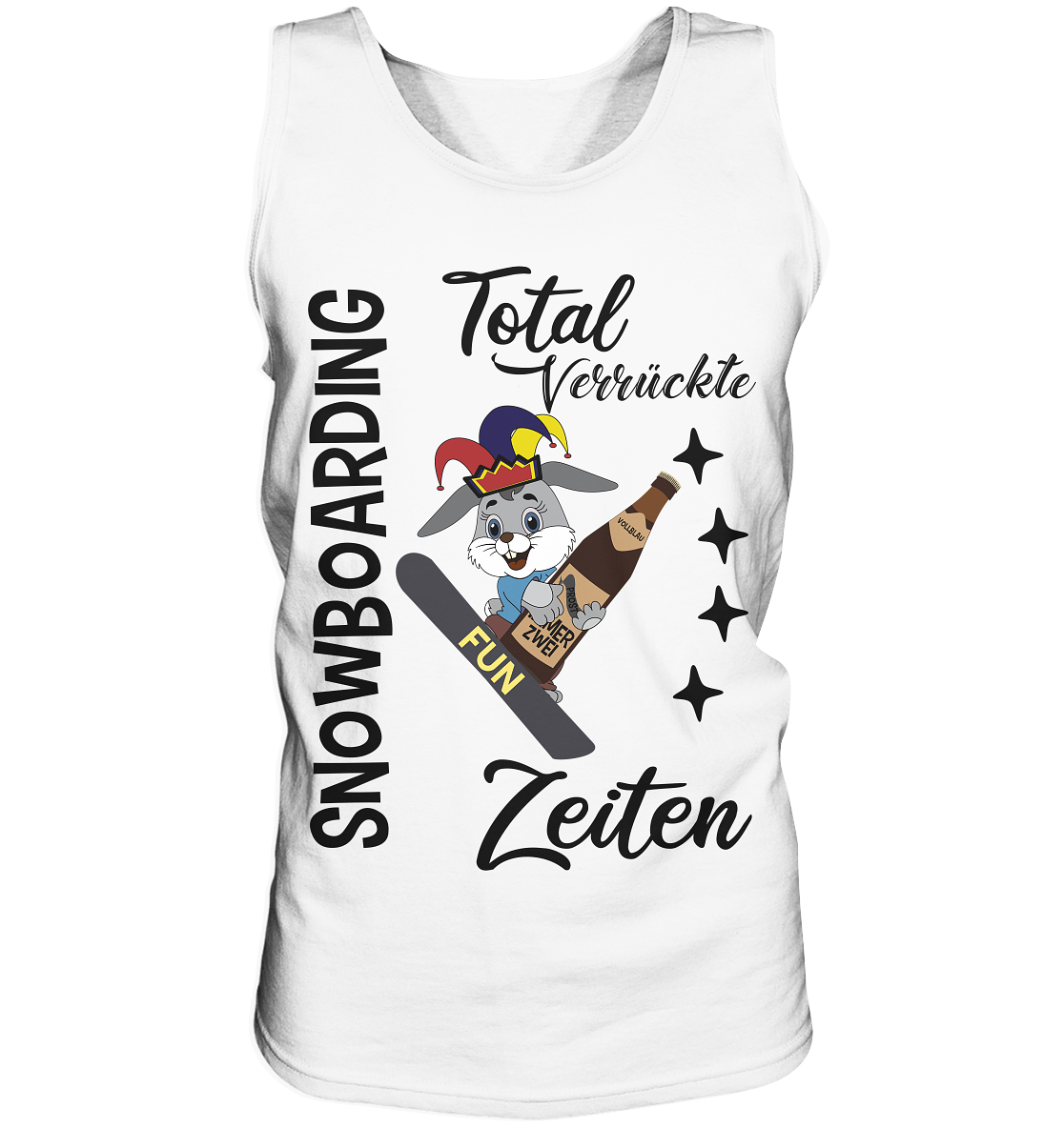 Snowboarding,verrückte Zeiten, Osterhase mit Bierflasche, Faschingsmütze - Tank-Top